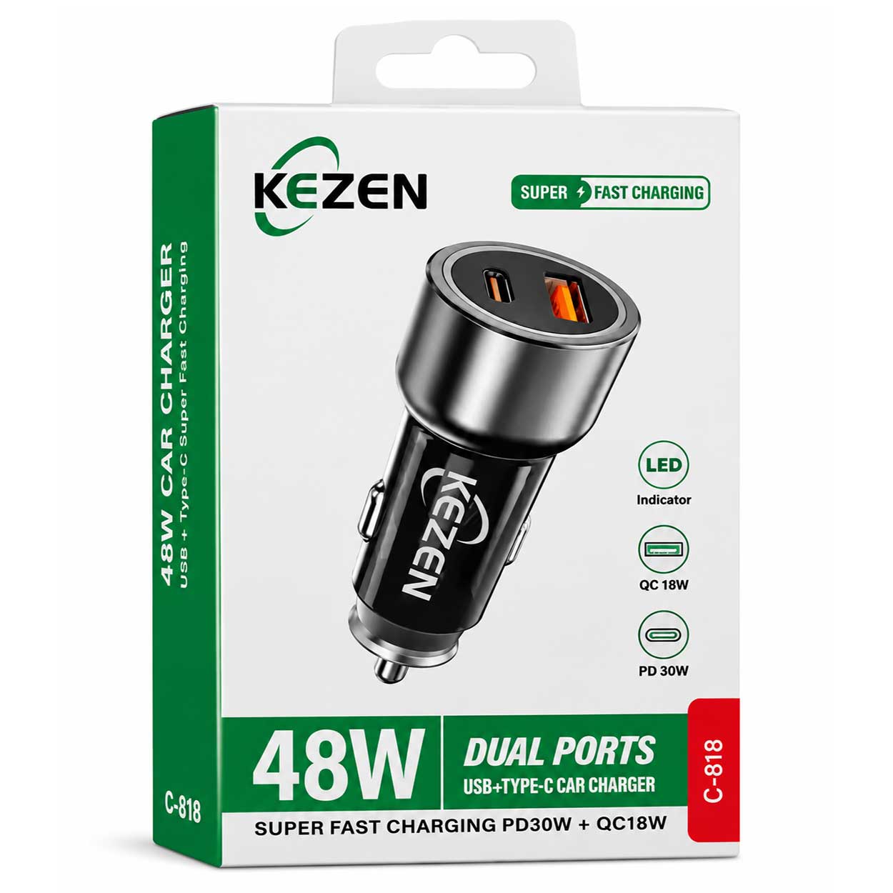 شارژر فندکی کزن KEZEN C818 شارژر فندکی کزن KEZEN C818